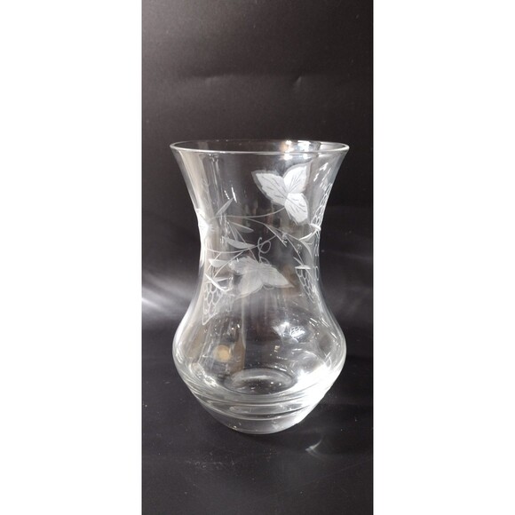 Vintage Clear Etched Glass Grape Vine Drinking Tumblers Lot Of 4 Poland Rare - Picture 7 of 9